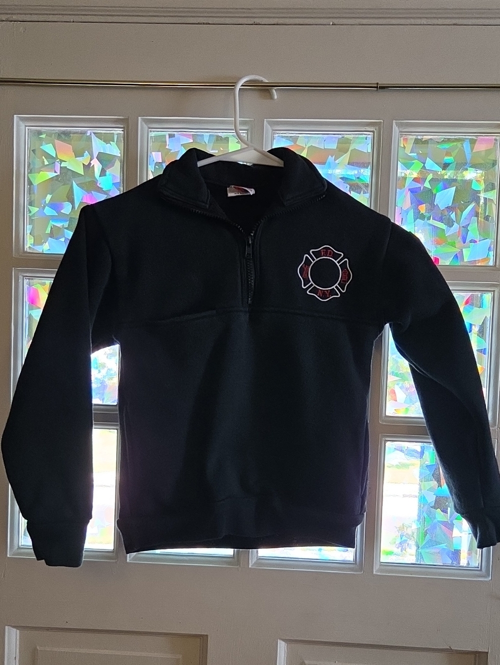 FDNY Youth Small (6-8) Quarter Zip Black Sweatshirt